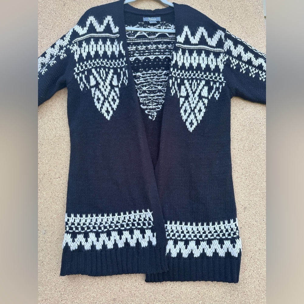 Natural Reflections Black and White Cardigan Sweater Vintage Size Medium